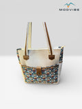 Modvibe Handmade Hemp & Leather Tote Bag – Sustainable Boho Shoulder Bag for Women, Ethnic Pattern Everyday Carry