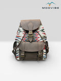 Modvibe Leather & Nepali Dhaka Backpack – Handmade Ethnic Travel Bag